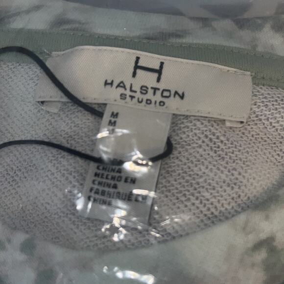 H‎ HALSTON STUDIO
Crew Neck Long Sleeve Sweatshirt In Tonal Tie Dye Aqua grey - Picture 5 of 5